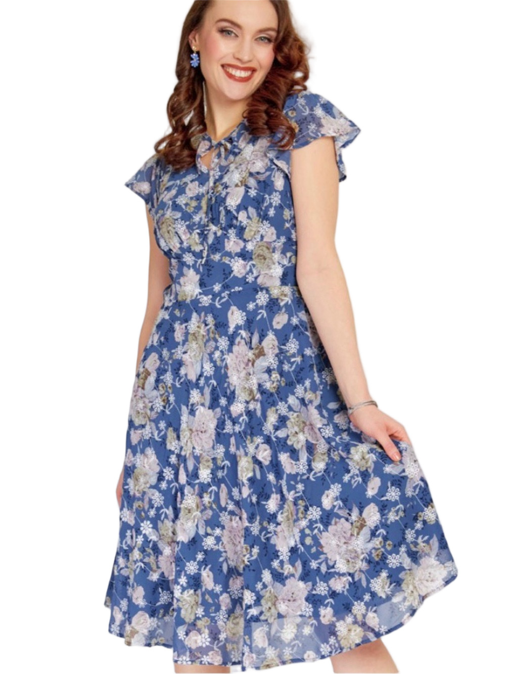 Voodoo Vixen blue floral dress, NWT